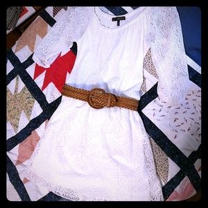 White Lace dress with belt